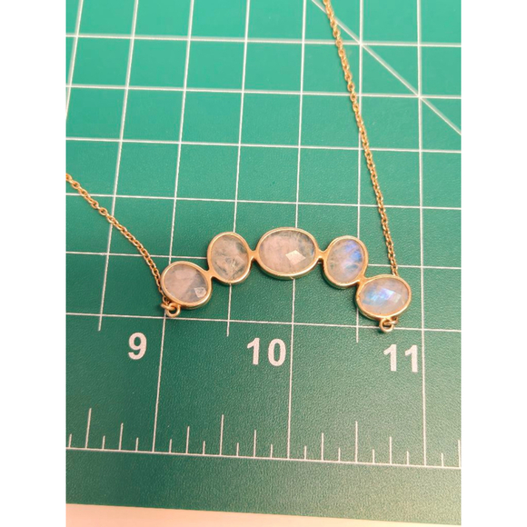 Necklace moonstone 925 sterling gold tone - Picture 5 of 8